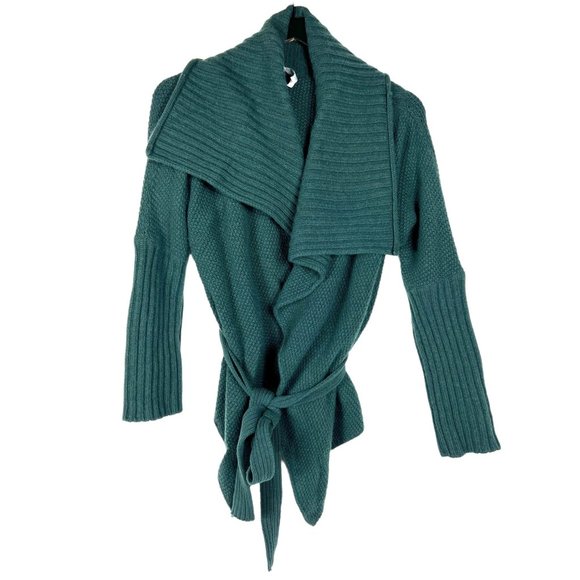 MaxMara Belted Cashmere Wool Blend Collared Cardigan Sweater